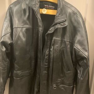 Men’s black leather coat